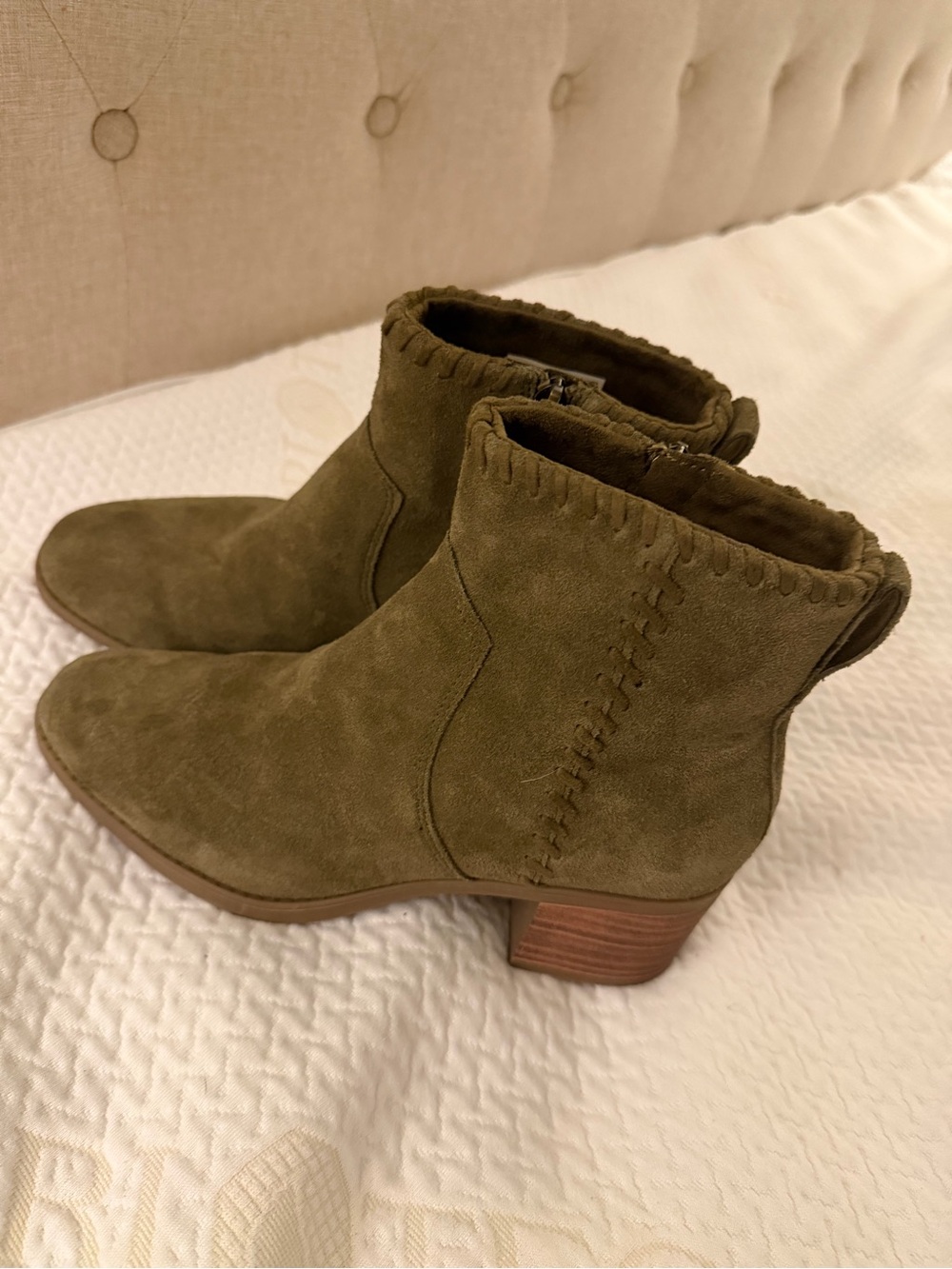 Toms Olive Suede Ankle Booties